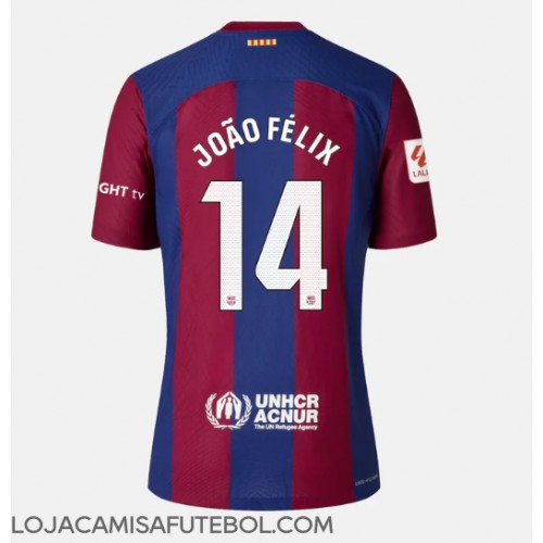 Camisa de Futebol Barcelona Joao Felix #14 Equipamento Principal Mulheres 2023-24 Manga Curta